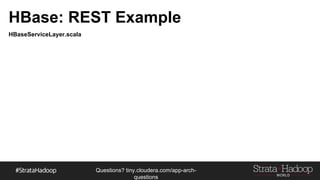 Questions?
tiny.cloudera.com/questions
Options for appending Nested
- It is all about the parent record
- We can add more then one Partition key for the parent
- In our use case
- User & watch month or day
 