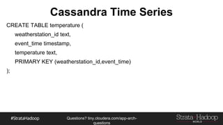 Questions?
tiny.cloudera.com/questions
Storage and In Memory
- Also don t limit the idea of nested to just tables
- In Spark they can be used as in memory constructs to
- conserve on networking
- In memory cost
 