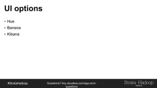 Questions?
tiny.cloudera.com/questions
HBase Model
Client
Master
Region Server 1
Region Server 2
- Region Server owns range splits
- Region Server 1 fails
- Master needs to figure that out
- Master needs to assign new Region Server to own splits
- Region Server 2 has to get organized
- Region Server 2 is read to server reads and writes
 