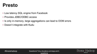 Questions?
tiny.cloudera.com/questions
NoSQL - Transitions
- Some have them
- Think about kafka
 