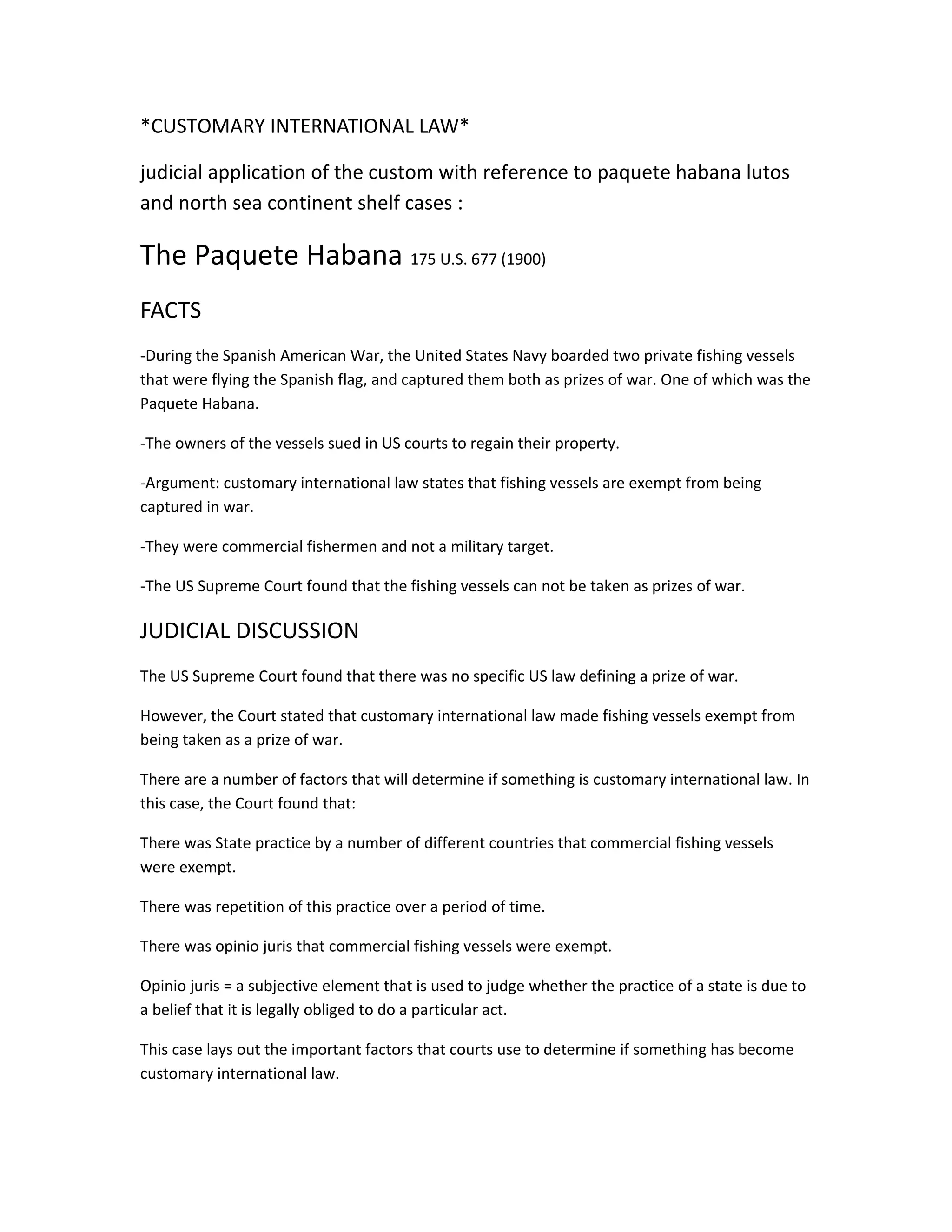 Habana and north sea case PDF