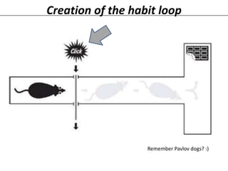 Creation of the habit loop

Remember Pavlov dogs? :)

 
