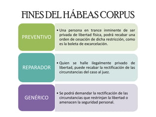 FINES DEL HÁBEAS CORPUS
