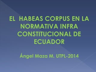 EL HABEAS CORPUS EN LA
NORMATIVA INFRA
CONSTITUCIONAL DE
ECUADOR
Ángel Maza M. UTPL-2014
 