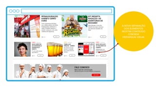 A NOVA SEPARAÇÃO
DOS ELEMENTOS
MOSTRA CONTEÚDO
COM BOA
HIERARQUIA VISUAL!
 