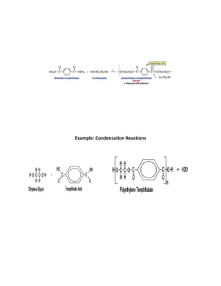 Example: Condensation Reactions
 