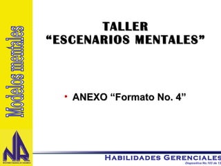 TALLER “ESCENARIOS MENTALES” ANEXO “Formato No. 4” Modelos mentales 