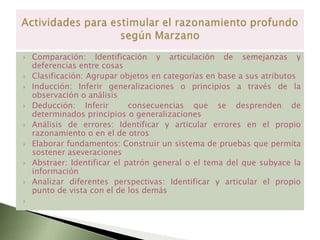 A parte de enriquecer el conocimiento es necesario dominarlo NIVELES DE PROFUNDIDAD DEL APRENDIZAJE