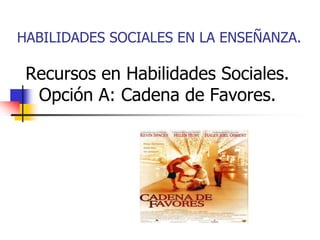 HABILIDADES SOCIALES EN LA ENSEÑANZA.

 Recursos en Habilidades Sociales.
  Opción A: Cadena de Favores.
 