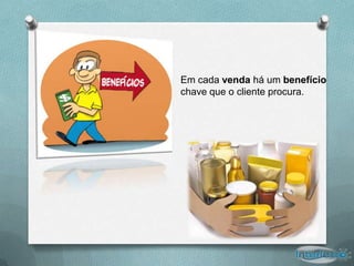 Em cada venda há um benefício
chave que o cliente procura.
 