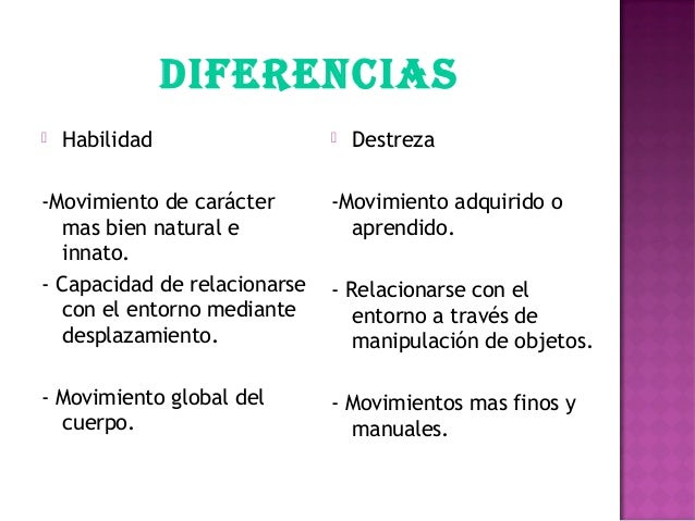 Habilidades y destrezas motoras