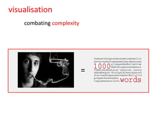 visualisation
    combating complexity




                           =
 