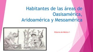 Habitantes de las áreas de
Oasisamérica,
Aridoamérica y Mesoamérica
Historia de México 1
HABITANTE DE LAS ÁREAS GEOGRÁFICAS DEL MÉXICO ANTIGUO 1
 