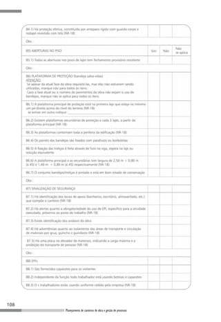 108
Planejamento de canteiros de obra e gestão de processos
 