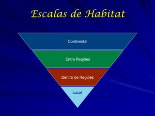 Escalas de Habitat

        Continental



       Entre Regiões



     Dentro de Regiões


          Local
 