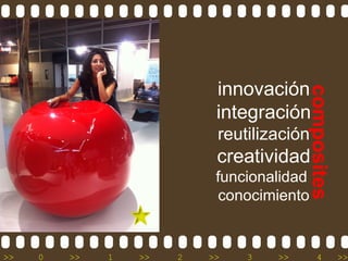 ԲԴǱ




                                         composites
                            integracin
                            reutilizacin
                            creatividad
                            funcionalidad
                            conocimiento


>>   0   >>   1   >>   2   >>   3   >>      4         >>
 