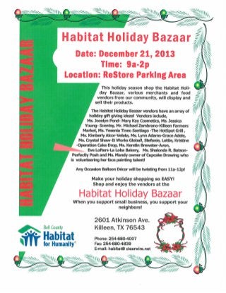 Habitat Holiday Bazaar-Dec. 21, 2013! 9a-2p