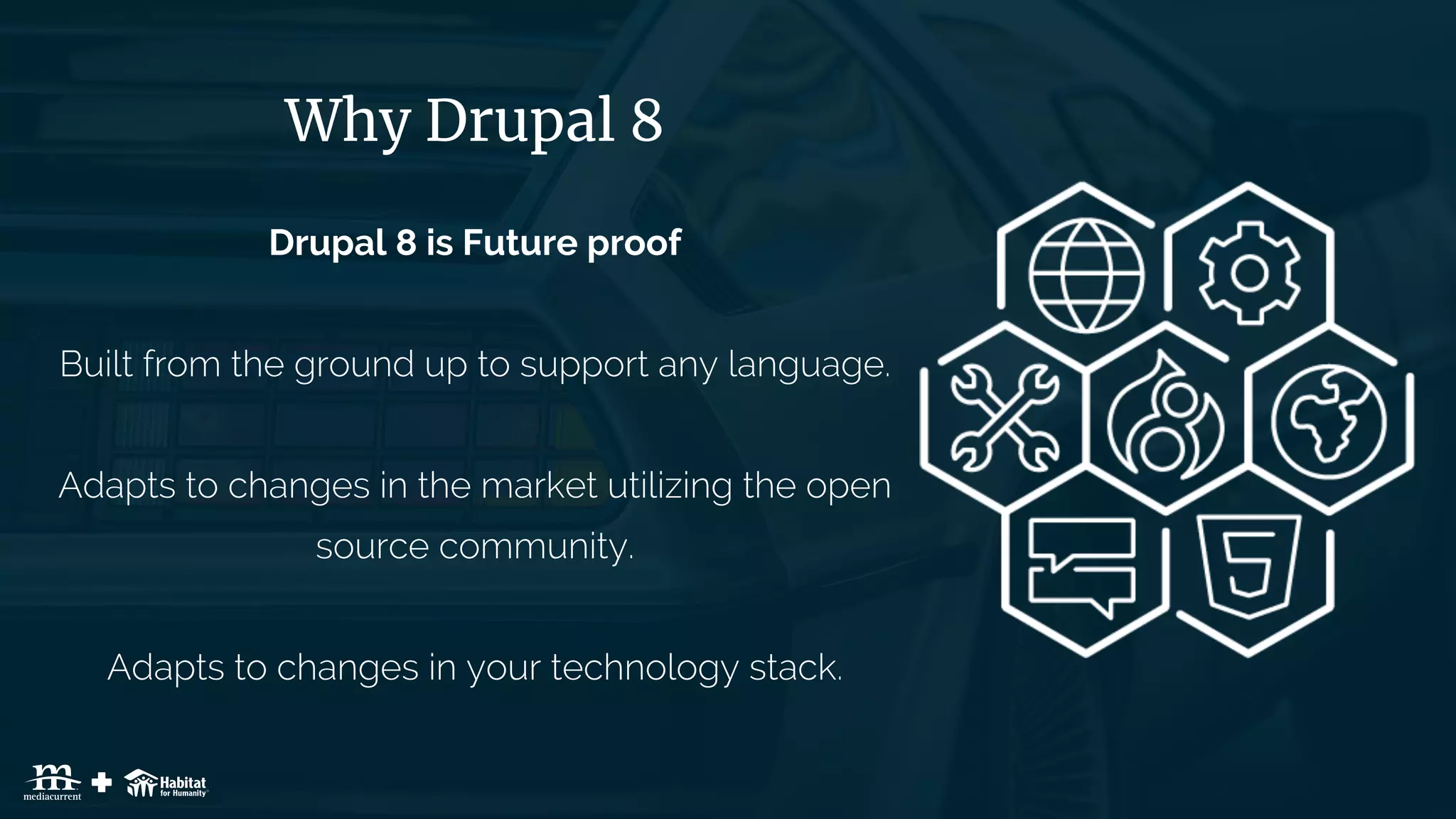 | 22
Why Drupal 8
Drupal 8 is Future proof
 