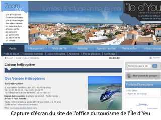 Capture d’écran du site de l’office du tourisme de l’Île d’Yeu
 