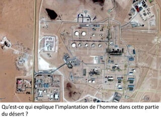 Qu’est-ce qui explique l’implantation de l’homme dans cette partie
du désert ?
 