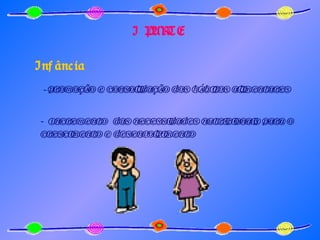 I PARTE Infância Promoção e consolidação dos hábitos alimentares - Incremento  das necessidades nutricionais para o crescimento e desenvolvimento 