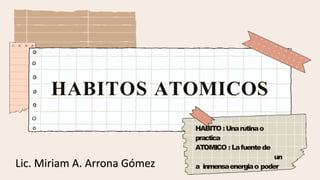 HABITOS ATOMICOS
HABITO :Unarutinao
practica
ATOMICO : Lafuentede
un
a inmensaenergiao poder
Lic. Miriam A. Arrona Gómez
 