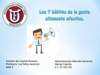 Administración Mención Gerencia
Héctor Castillo
C.I. 27.122.161
Gestión del Capital Humano
Profesora: Luz Deisy Ascencio
SAIA A
 