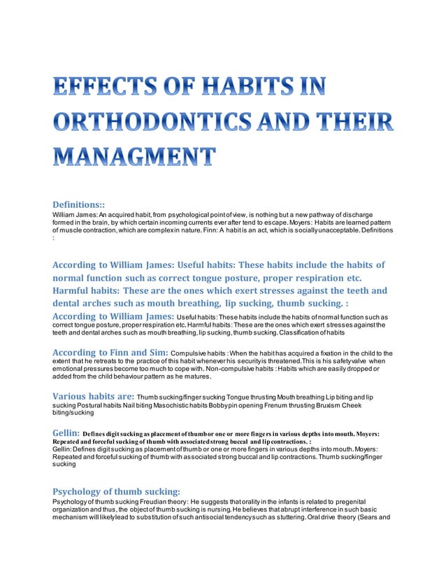 Operative Habits Example Habits AND ITS MANAGEMENT ORTHODONTICS | DOCX