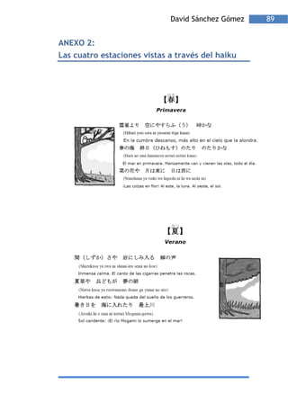 David Sánchez Gómez   89


ANEXO 2:
Las cuatro estaciones vistas a través del haiku
 