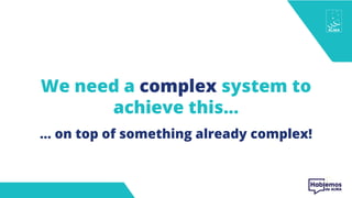 We need a complex system to
achieve this…
… on top of something already complex!
 