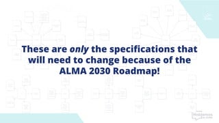 These are only the specifications that
will need to change because of the
ALMA 2030 Roadmap!
 