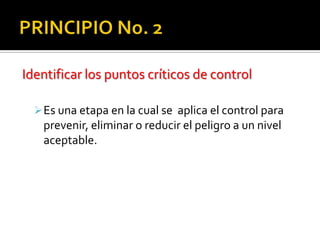 INSTRUCCIONES Compruebe el organigrama operacional del abastecimiento para asegurarse que refleja exactamente su propia operación de la producción alimentaria.Para cada etapa que usted ha identificado, la hoja de identificación del peligro debe ser estudiada y cualesquiera peligros, controles y CCPs adicionales ser escrita adentro (éstos son los puntos en los cuales un peligro del alimento se puede eliminar o reducir a un nivel seguro).Especifique los límites aceptables para que los puntos de control críticos y las acciones correctivas sean tomados si éstos no se resuelven.Terminado la supervisión de formas debe estar disponible para proporcionar evidencia que estos puntos de control críticos se están supervisando.