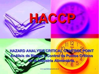 HACCP HAZARD ANALYSIS CRITICAL CONTROL POINT Análisis de Riesgo y Control de Puntos Críticos en la Industria Alimentária. 