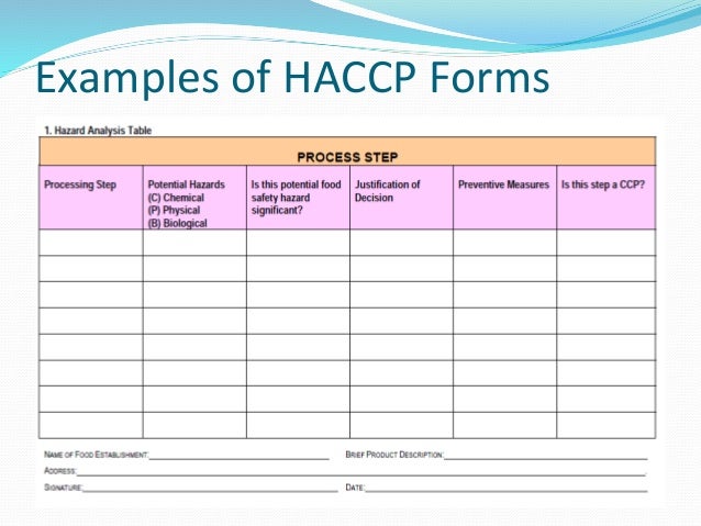 Haccp Record Sheets