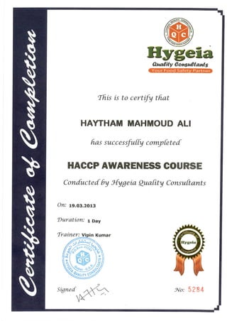 Haccp awareness course