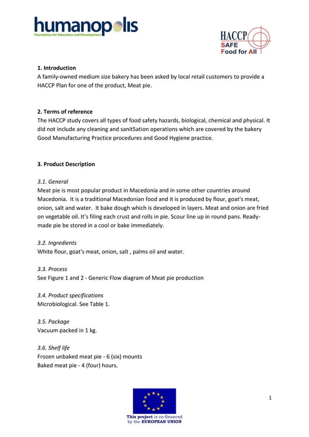 Haccp case study | PDF | Desserts and Baking | Food & Drink