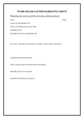 Filth Packets HACCP protocol for various Fish products | PDF