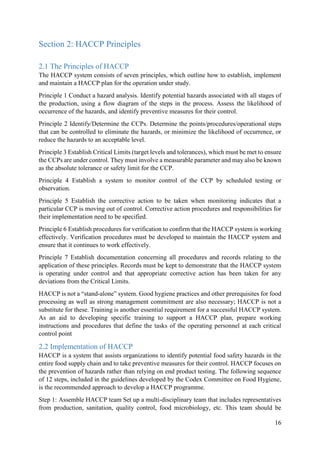 Haccp final plan | PDF