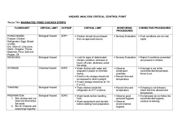 Haccp Process Flow Chart