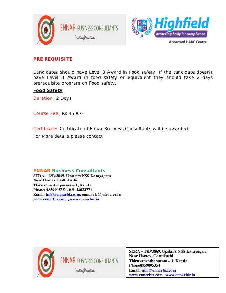 Haccp Food Safety Level Certificate Haccp Food Safety Level Certificate