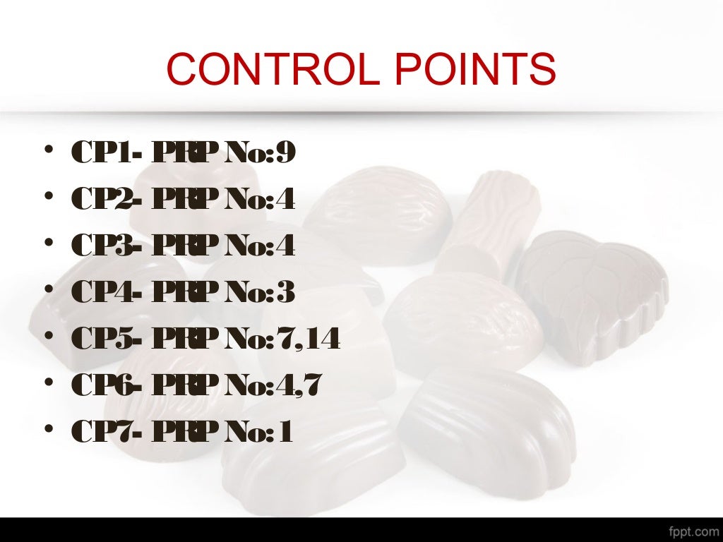 Haccp plan in chocolate