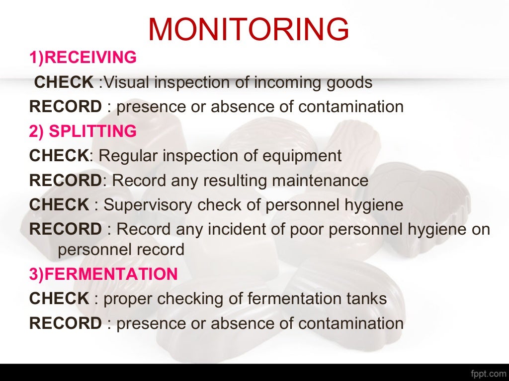Haccp plan in chocolate