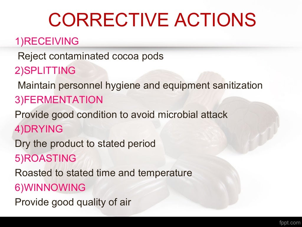 Haccp plan in chocolate