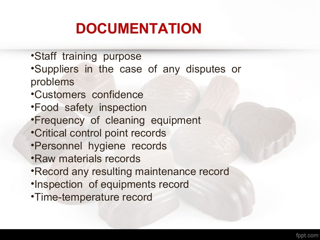 Haccp plan in chocolate