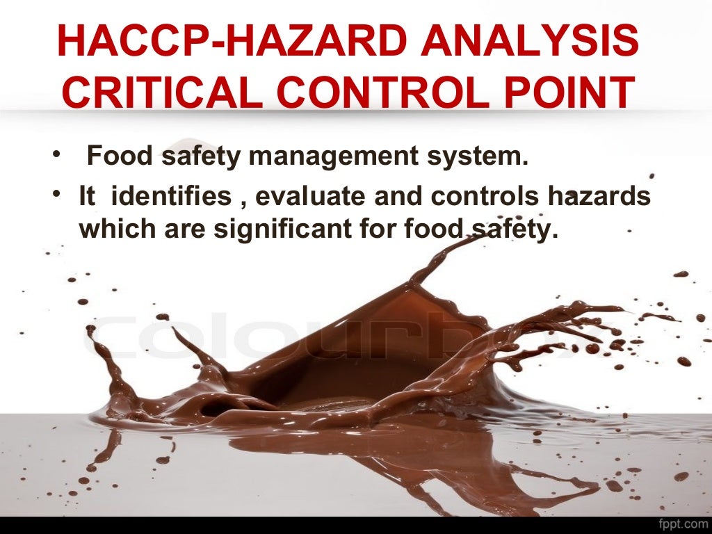 Haccp plan in chocolate
