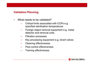 Validation and Verification of HACCP Plans - Webinar Presentation | PDF