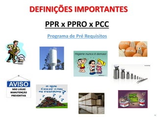 11
DEFINIÇÕES IMPORTANTES
Programa de Pré Requisitos
PPR x PPRO x PCC
 