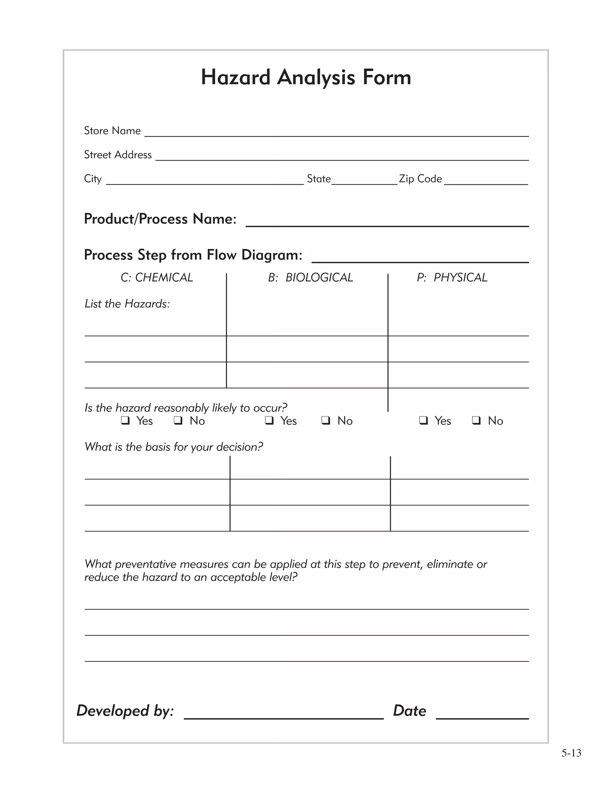 5-13
Store Name ______________________________________________________________________
Street Address ____________________________________________________________________
City ____________________________________ State____________Zip Code ______________
 