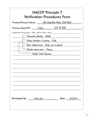 Haccp Inspection Form Example Haccp system | PDF