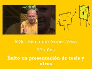 MSc. Benjamín Núñez Vega
37 años
Éxito en presentación de tesis y
otros
 